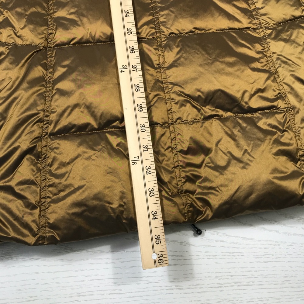 Womens Duck Down Quilted Puffer Vest Size Small Gold Zip Pockets High Collar - Picture 6 of 14
